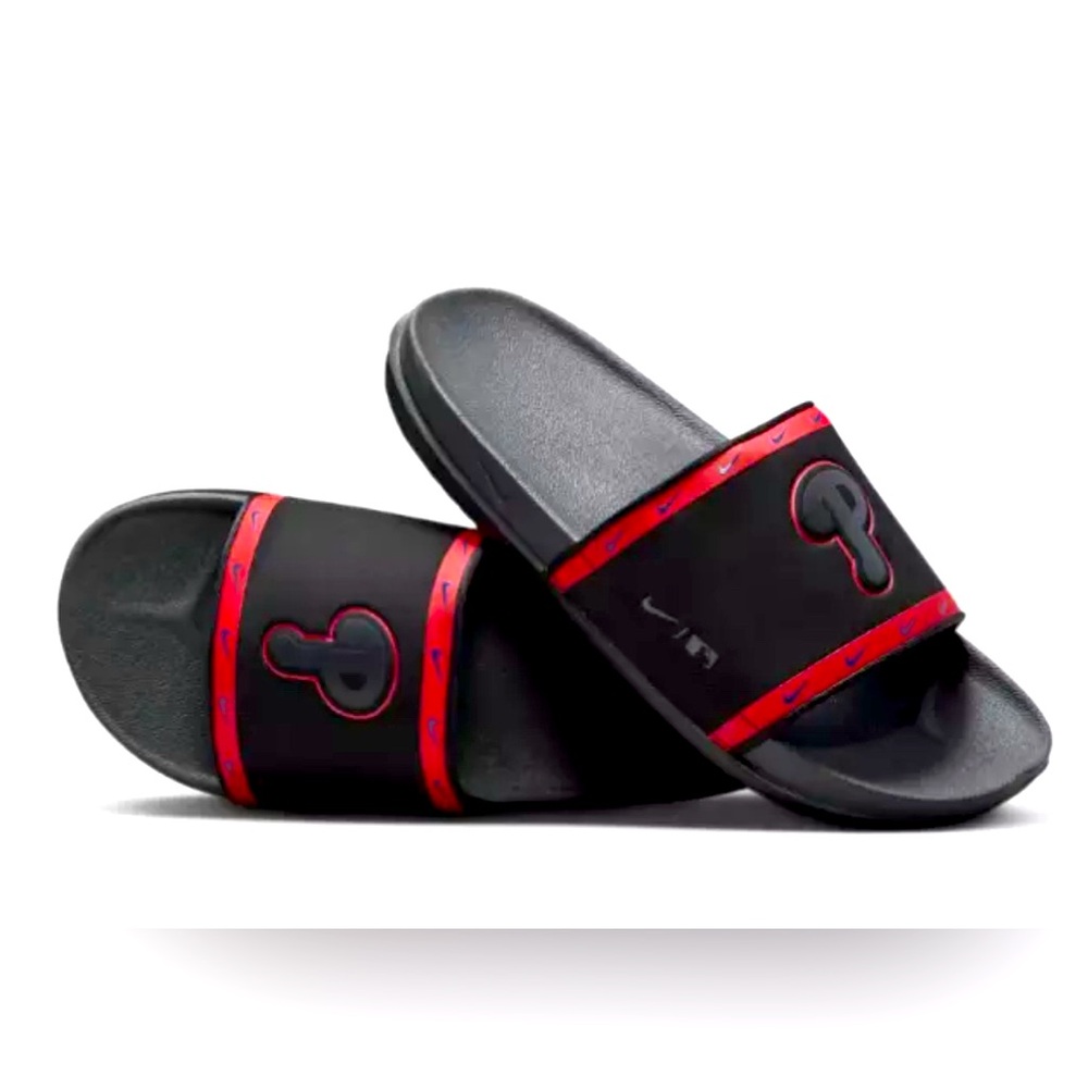 Nike Phillies Slides Sandals Black Red NIB Philadelphia